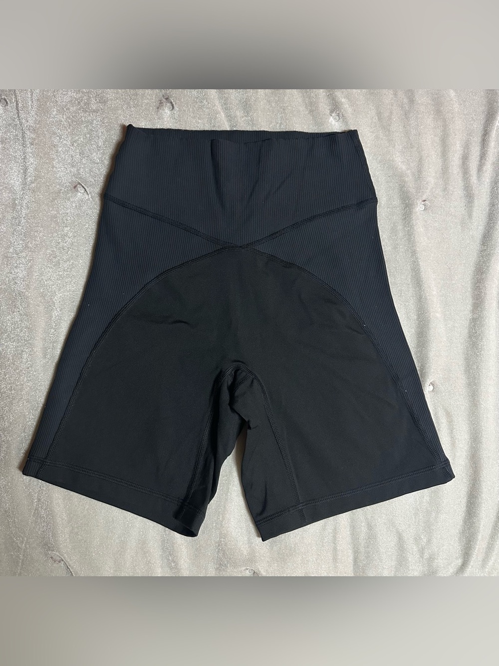 Aerie Black High-Waist Ribbed Bike Shorts